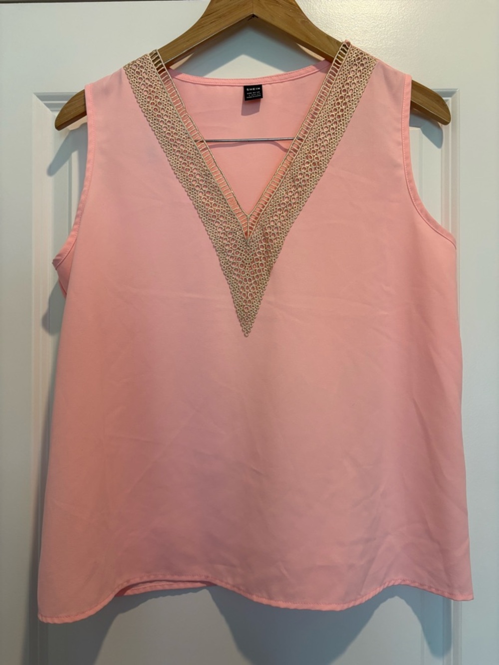 SHEIN Blush Pink V-Neck Lace-Trim Camisole